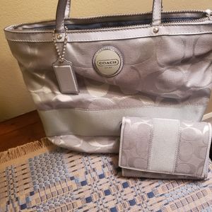 Periwinkle blue Coach purse and matching wallet
